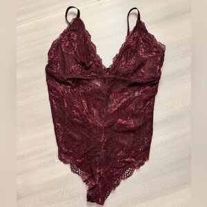 NWT Burgundy Lace Bodysuit By Avidlove XL